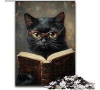 Black Cat Reading 1000 Piece Jigsaw Puzzle for Adults Teens, Suitable for Ages 14 And Up Family Fun It Is Ideal As A Gift for The Whole Family (50x75cm)