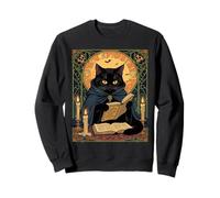 Black Cat Reading A Book Of Solstice Spells Sweatshirt