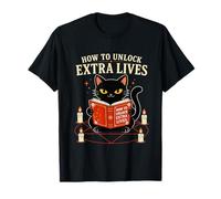 Black cat Reading a Book Witchcraft T-Shirt