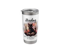 Black Cat Reading Because Murder is Wrong Books Cats Bookish Stainless Steel Insulated Tumbler