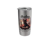 Black Cat Reading Because Murder is Wrong Books Cats Bookish Stainless Steel Insulated Tumbler