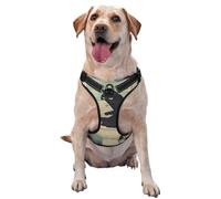 Black Cat Reading Newspaper Bathroom No Pull Dog Harness Adjustable Reflective Oxford Easy Control Medium Large Dog Harness