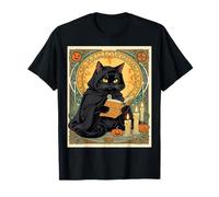 Black Cat Reading The Jack o Lantern Journal T-Shirt