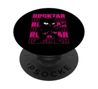 Black Cat Rockstar - Funny Cat Guitarist Guitar Music Lover PopSockets Adhesive PopGrip