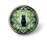 Black Cat Round Badge for Men Women, Durable & Stylish Lapel Pins, Lightweight Metal Badges for Shirts, Jackets, Hats