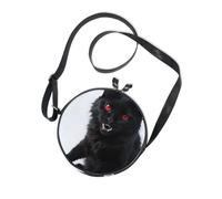 Black Cat Round Crossbody Camera Bag for Womens Beauty with Adjustable Strap Mini Shoulder Bag Take a walk Canvas Messenger Purse
