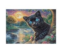 Black Cat Running Forest 300 Piece Jigsaw Puzzle Pack Teens Beginners Cognitive Development Puzzle Fans Group Play Anniversary Premium Cardboard 300 PCS
