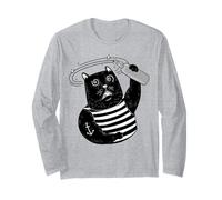 Black Cat Sailor Sail Boating Captain Vintage Sailing Cat Long Sleeve T-Shirt