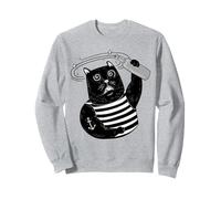 Black Cat Sailor Sail Boating Captain Vintage Sailing Cat Sweatshirt