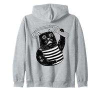 Black Cat Sailor Sail Boating Captain Vintage Sailing Cat Zip Hoodie