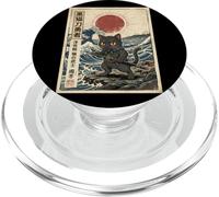 Black Cat Samurai Ukiyo-e Japanese Warrior Vintage Art PopSockets PopGrip for MagSafe