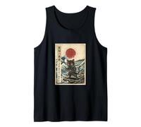 Black Cat Samurai Ukiyo-e Japanese Warrior Vintage Art Tank Top