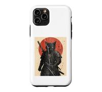 Black Cat Samurai with Katana under Red Rising Sun Case for iPhone 11 Pro