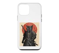 Black Cat Samurai with Katana under Red Rising Sun Case for iPhone 12 mini