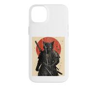 Black Cat Samurai with Katana under Red Rising Sun Case for iPhone 14 Plus