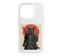 Black Cat Samurai with Katana under Red Rising Sun Case for iPhone 14 Pro