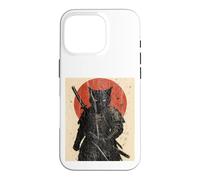 Black Cat Samurai with Katana under Red Rising Sun Case for iPhone 16 Pro