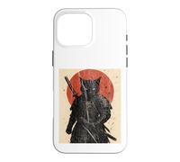 Black Cat Samurai with Katana under Red Rising Sun Case for iPhone 16 Pro Max