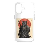 Black Cat Samurai with Katana under Red Rising Sun Case for iPhone 17