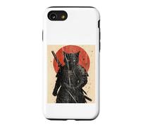 Black Cat Samurai with Katana under Red Rising Sun Case for iPhone SE (2020) / 7/8