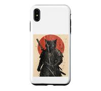 Black Cat Samurai with Katana under Red Rising Sun Case for iPhone XS Max