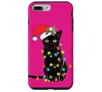 Black Cat Santa Tangled Up In Christmas Lights Case for iPhone 7 Plus/8 Plus