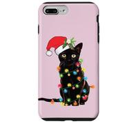 Black Cat Santa Tangled Up In Christmas Lights Case for iPhone 7 Plus/8 Plus