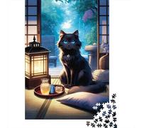 Black Cat Sharing A Drink 38x26cm 1000pcs Jigsaw Puzzle, 1000 Piece