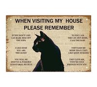 Black Cat Sign Vintage Metal Tin Sign Wall Decor Retro Painting Poster Plaque Iron Decoration Art Mural Hanging Gift For Cat Lover Home Kitchen Bar Restaurant Room Cafe Pub Club 6x8 Inch