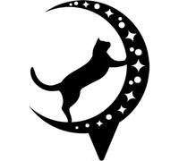 Black cat silhouette, decorative metal pile for the garden