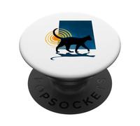 Black Cat Silhouette Surreal Art Abstract Jazz Noir Blues PopSockets Adhesive PopGrip