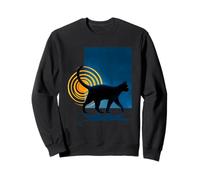 Black Cat Silhouette Surreal Art Abstract Jazz Noir Blues Sweatshirt