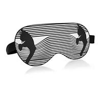 Black Cat Silhouetteof Ripped Black White Stripes Eye Masks Cover Blocks Light Sleep Mask Shade Cover Blindfold Relaxing Eyeshade Cover with Adjustable Head Strap for Men Women Kids