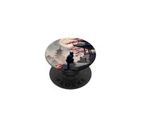Black Cat Sitting at Japanese Temple Under The Moon PopSockets Adhesive PopGrip