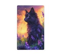 Black Cat Sitting On Green Grass Single Toggle Blank Wall Plate Light Switch Cover Decorative 1 Gang for Kitchen Room Bathroom Size 11.4x7cm