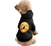 Black Cat Sitting On Moon Dog Hoodie for Dogs & Cats Breathable Long Sleeve Pet Sweatshirt Warm Dog Outfit