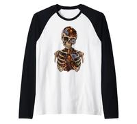 Black Cat Skeleton Haunted House Spirits Ghosts Pumpkins Raglan Baseball Tee