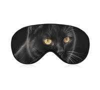Black Cat Sleep Mask for Women Men, Soft Eye Mask with Adjustable Strap for Sleeping, Light Blocking Travel Blindfold for Nap Comfortable Eye Cover for Home Office
