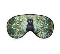 Black Cat Sleep Mask for Women Men, Soft Eye Mask with Adjustable Strap for Sleeping, Light Blocking Travel Blindfold for Nap Comfortable Eye Cover for Home Office