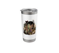 Black Cat Sleeping On Witchcraft Books Stainless Steel Insulated Tumbler