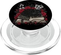 Black Cat Sleeping On Witches Grimoire With Roses Thorns PopSockets PopGrip for MagSafe