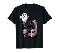 Black Cat Smoking Cigarette Halloween Scream Ghost Football T-Shirt