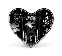 Black Cat Society Heart Metal Brooches 1 Inch Decorative Badges Exquisite Decorations Pins for Clothing