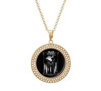 Black Cat Society Women's Round Diamond Necklace Vintage Alloy Pendants Multicolored Sparkly Jewelry
