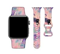 Black Cat Sport Watch Bands Compatible with Apple Watch 38mm/40mm/41mm,Adjustable Soft Silicone Replacement Straps for iWatch SE/Series 7/6/5/4/3/2/1