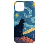 Black Cat Starry Night Inspired Fantasy Artwork Case for iPhone 14