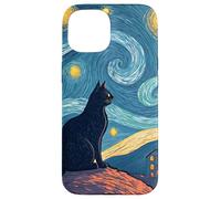 Black Cat Starry Night Inspired Fantasy Artwork Case for iPhone 15