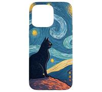 Black Cat Starry Night Inspired Fantasy Artwork Case for iPhone 15 Pro Max