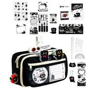 Black Cat Stationery Set - Large Capacity Pen Case | Cute Writing Organizer, Animal Themed Writing Set for Students, Writers, Kids, Teens, Adults, Colleagues
