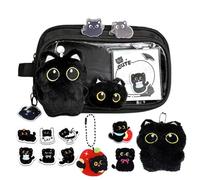 Black Cat Stationery Set Pouch - Cute Cat-Themed Pencil Case, Large Capacity Pen Organizer for Students Writers Animal Lovers Kids Teens Adults Collectors Artists Study Work Home